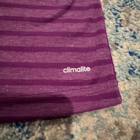 Adidas Purple V-Neck Tee with Stripes - Picture 3 of 4
